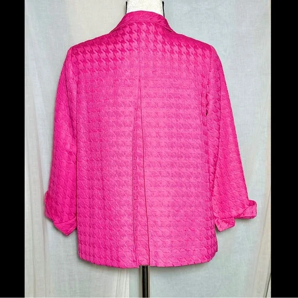 Linea By Louis Dell’Olio Houndstooth Check Cotton Jacquard Swing Jacket Sz XS/S - Picture 3 of 8